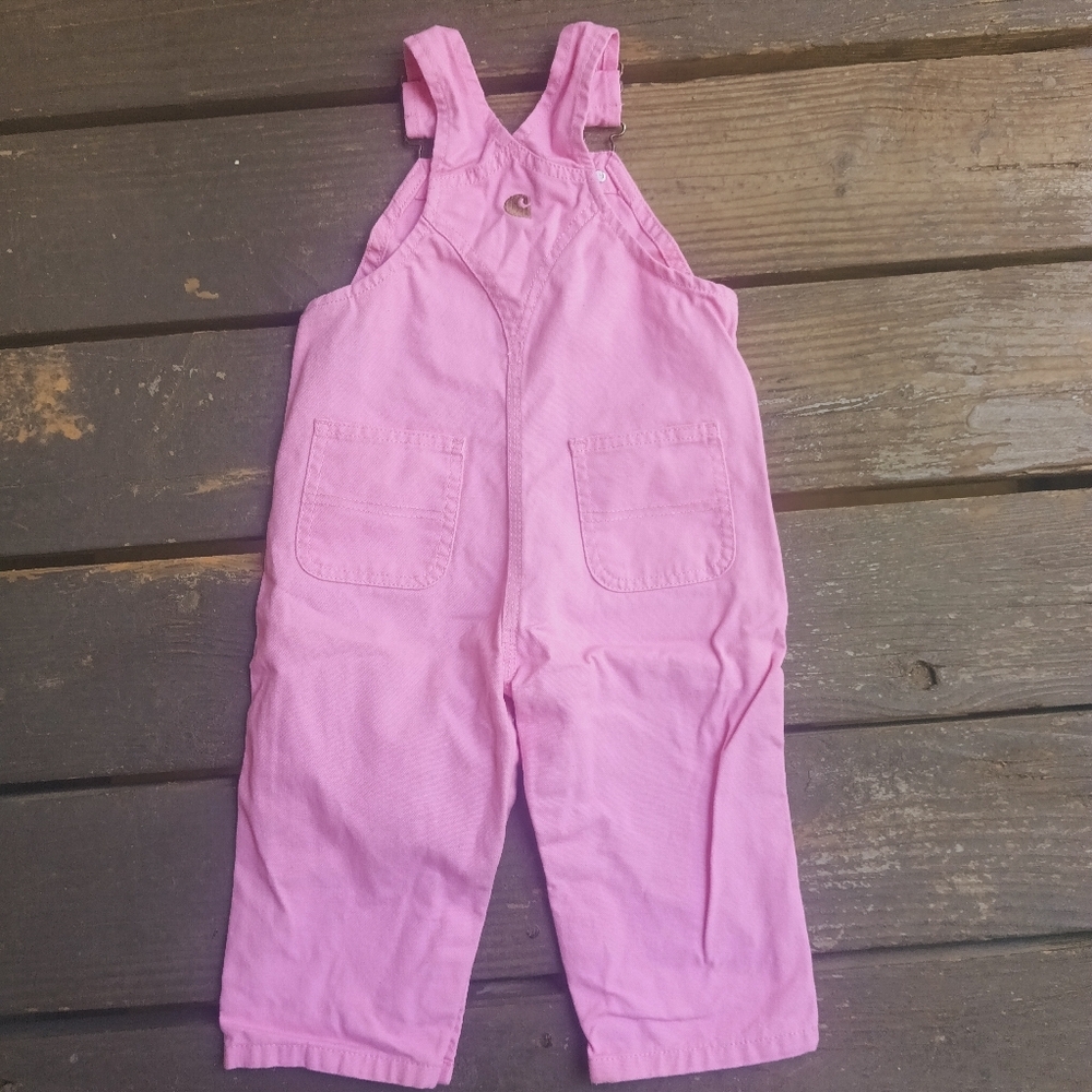 Carhartt Pink Kids Suspender Overalls Size 18 Months - Picture 3 of 8